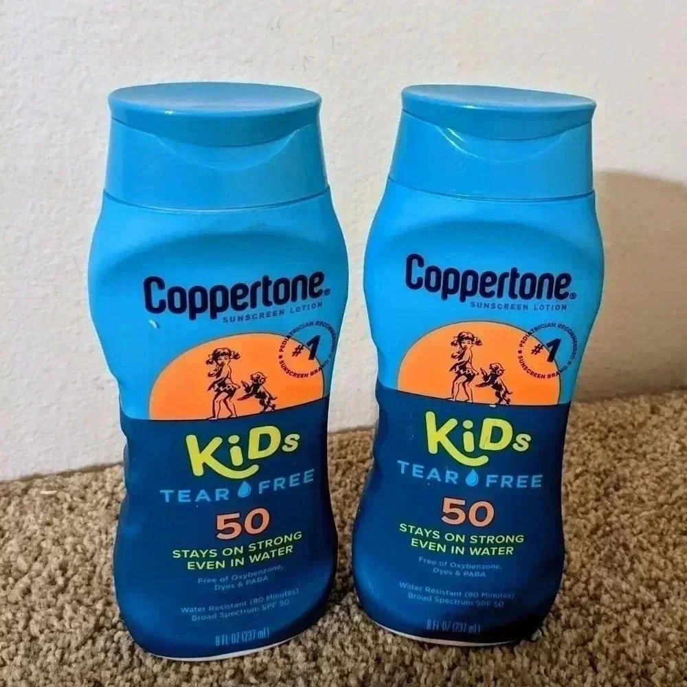 2x Coppertone Kids Tear Free Sunscreen Lotion SPF 50 Water Resist 8oz‎ ea 02/25